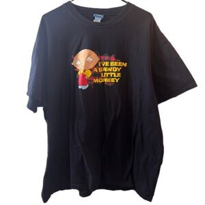 2010 Family Guy Stewie T Shirt Black Bawdy Little Monkey Graphic Tee Mens XXL